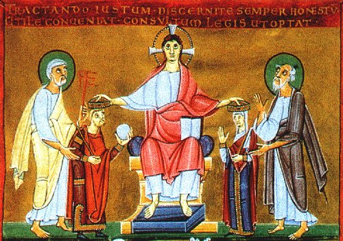 Heinrich II. und Kunigunde werden von Christus gekrönt.